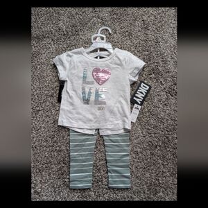 DKNY Toddler Love T-Shirt and Striped Leggings Set